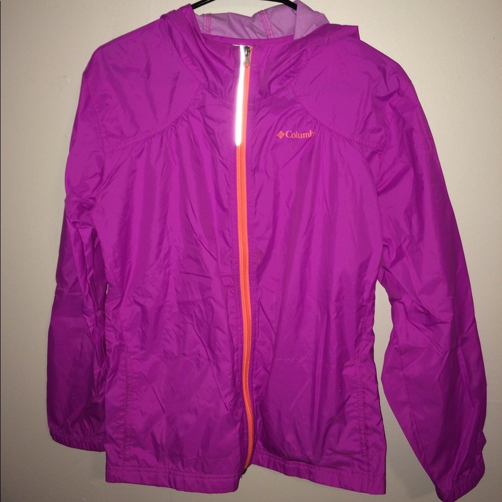 Bright purple Columbia Windbreaker